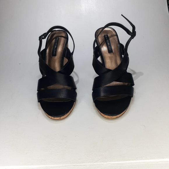 Bandolino Black Strappy Cork Wedge Sz6 - Picture 8 of 9